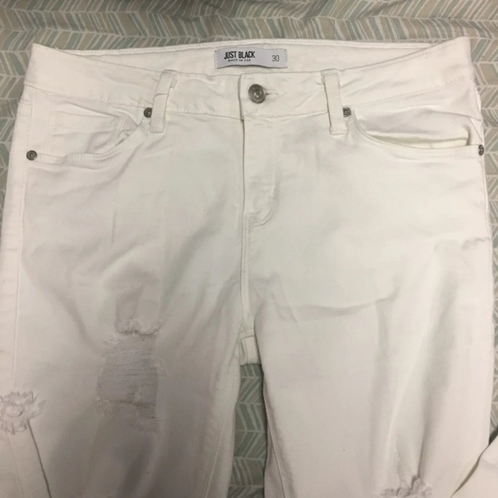 Just Black Ripped White Skinny Jeans Size 30